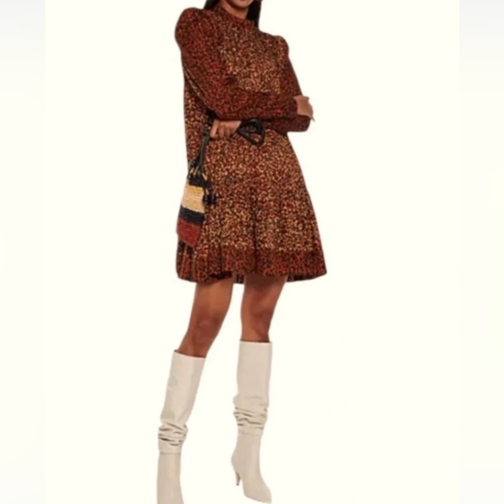 Ulla Johnson Amira Pintuck Leopard Print Sz 0